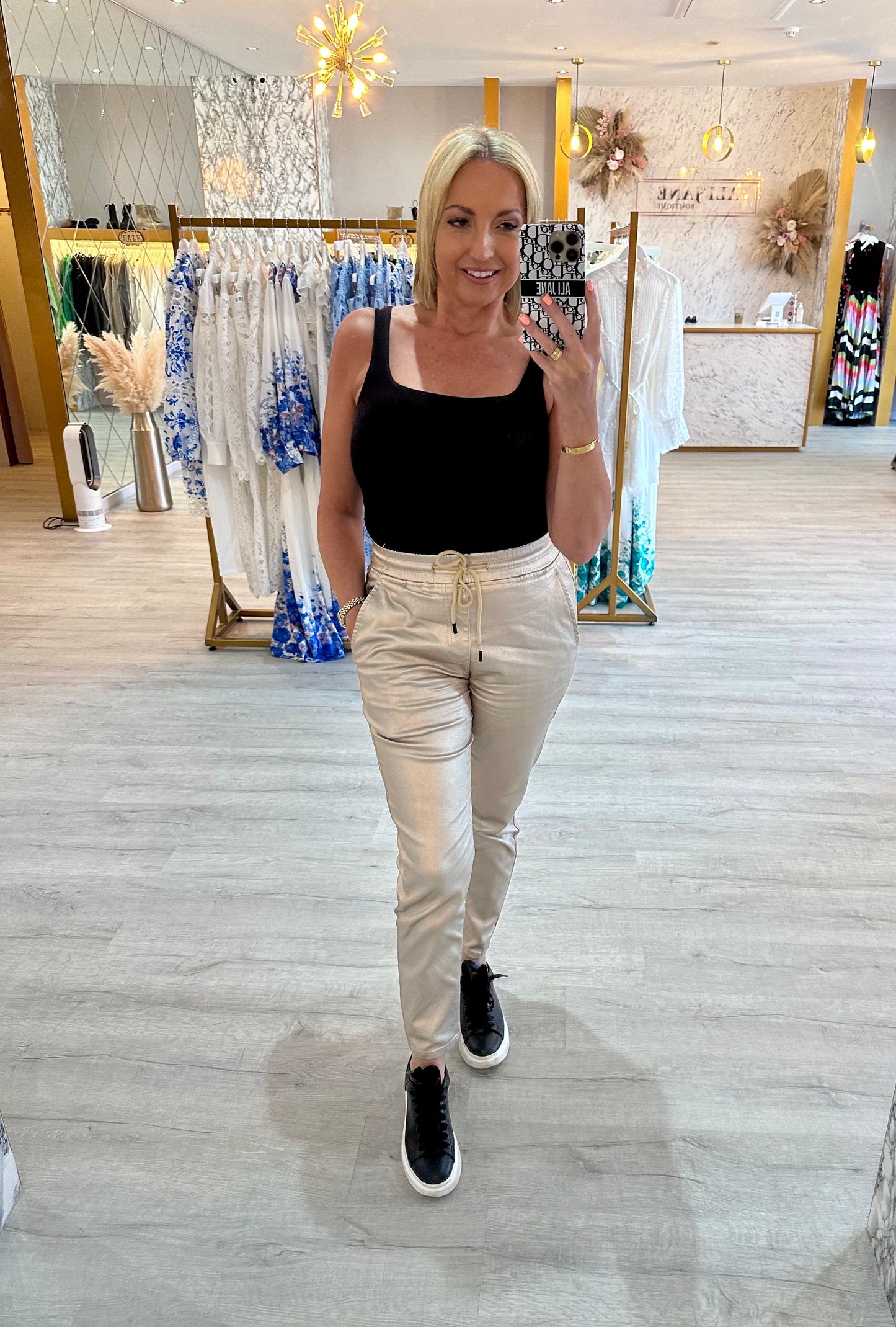 Metallic Gold Drawstring Trousers