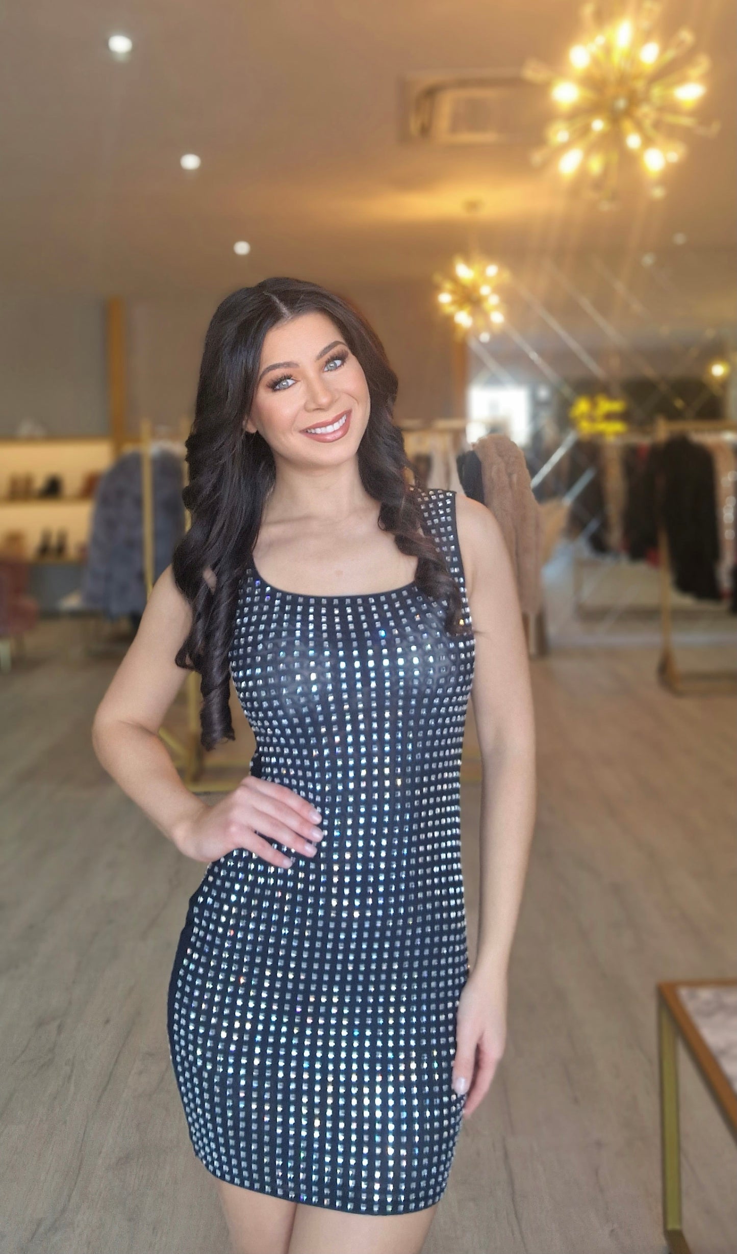 Diamanté Mini Dress