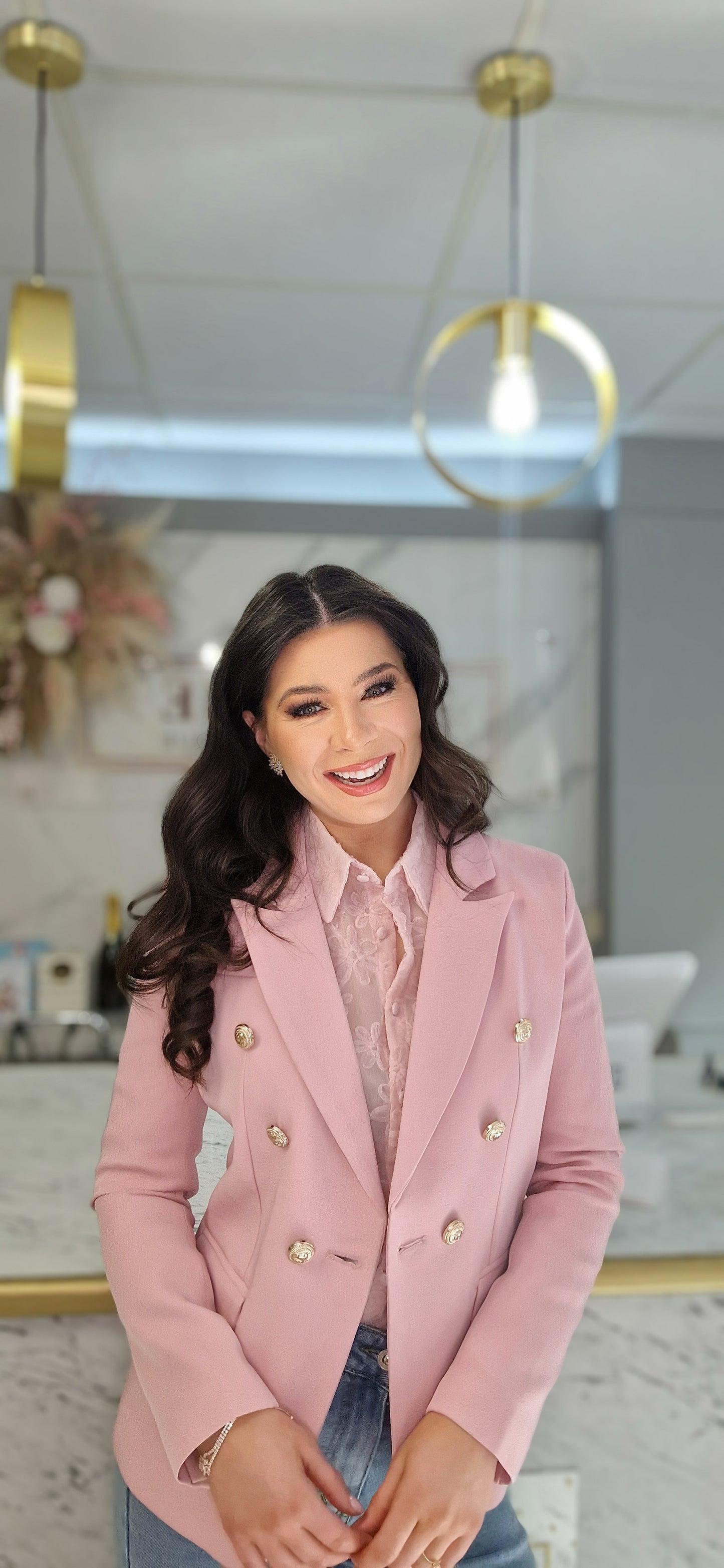 Tailored Gold Button Blazer